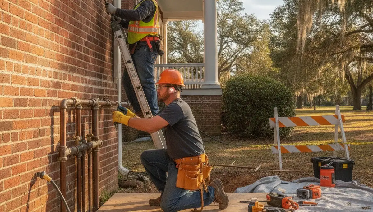 Savannah, GA plumber repairing residential plumbing for local leak and pipe repair service