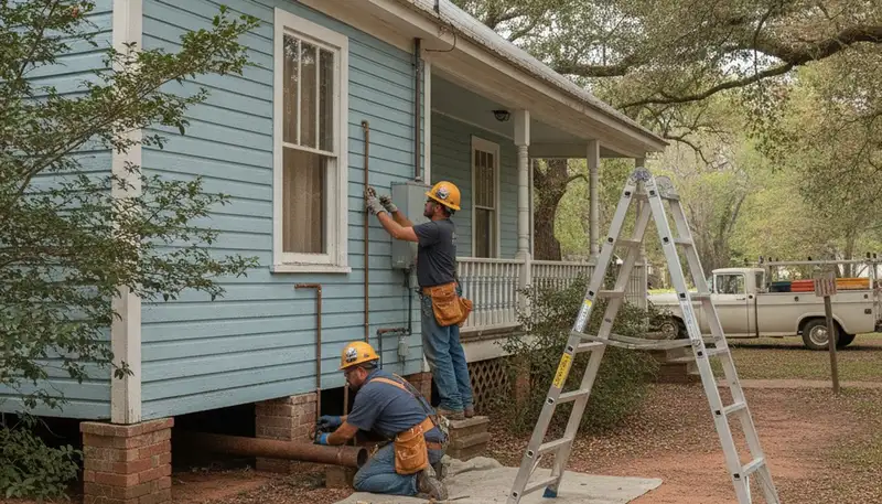Savannah, GA plumber repairing a residential pipe for plumbing repair service