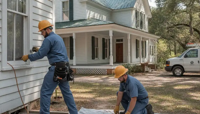 Savannah, GA plumber repairing a residential pipe for a plumbing service call