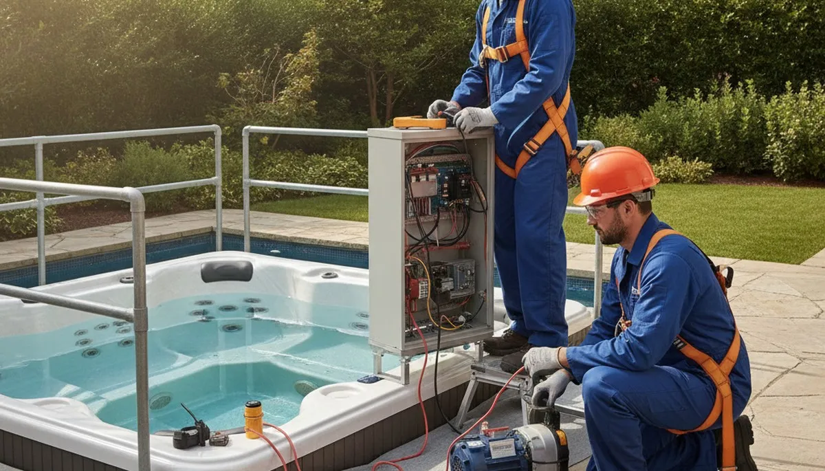 Savannah, GA plumber repairing a spa system for a coastal home’s plumbing service appointment