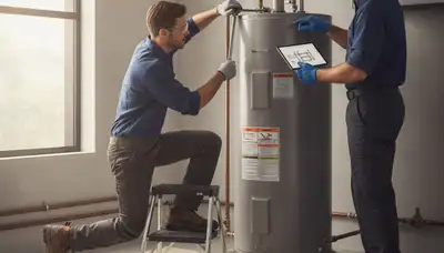 Water heater repair technician servicing a unit for a Savannah, GA home